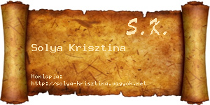 Solya Krisztina névjegykártya